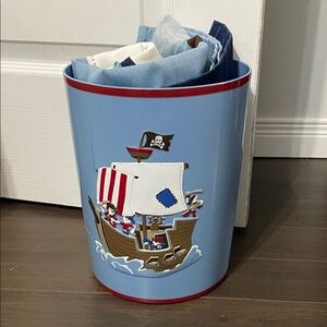 Pirate Ship Waste Bin and pirates shower curtain